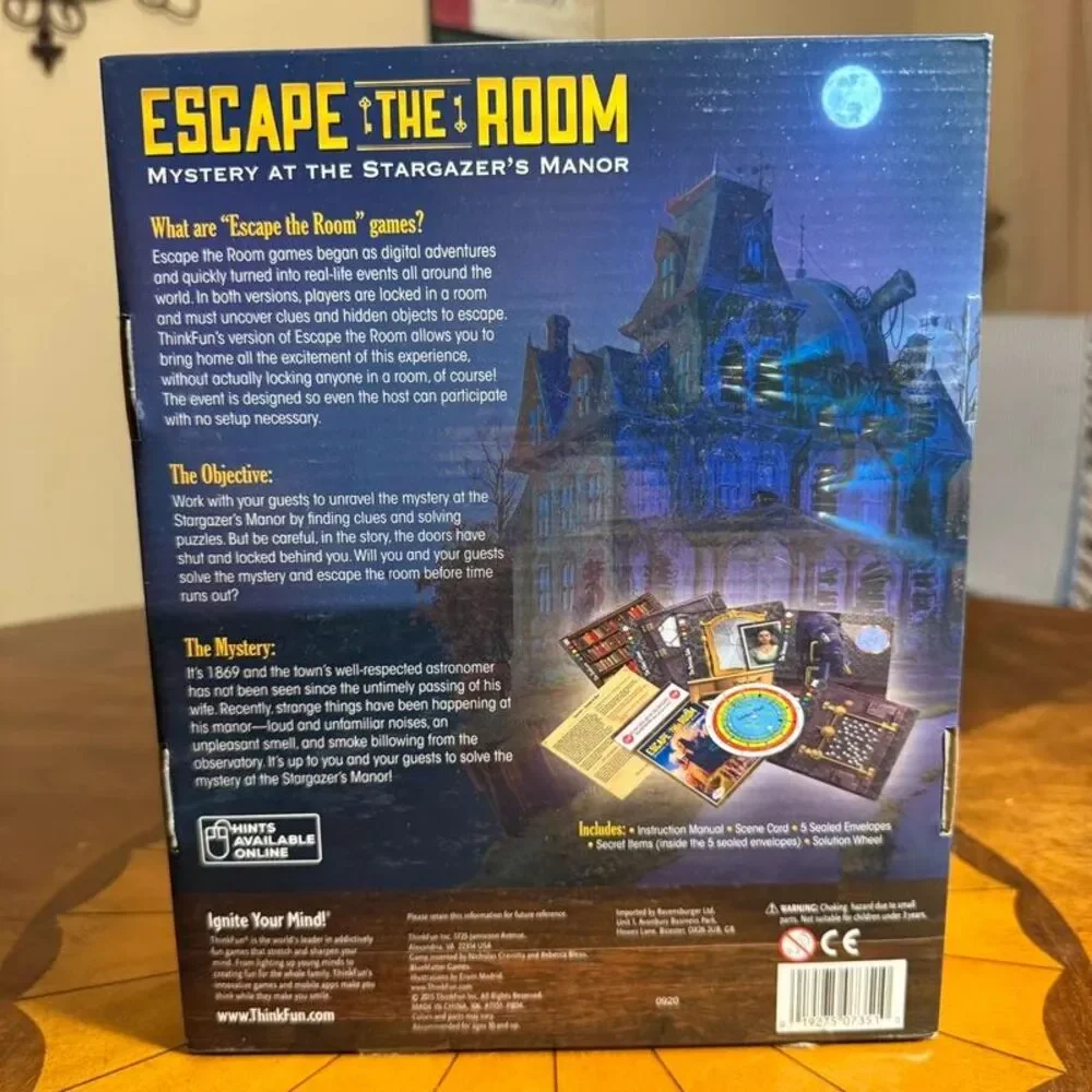 Escape the Room Mystery at the Stargazer's Manor Thinkfun Board Game